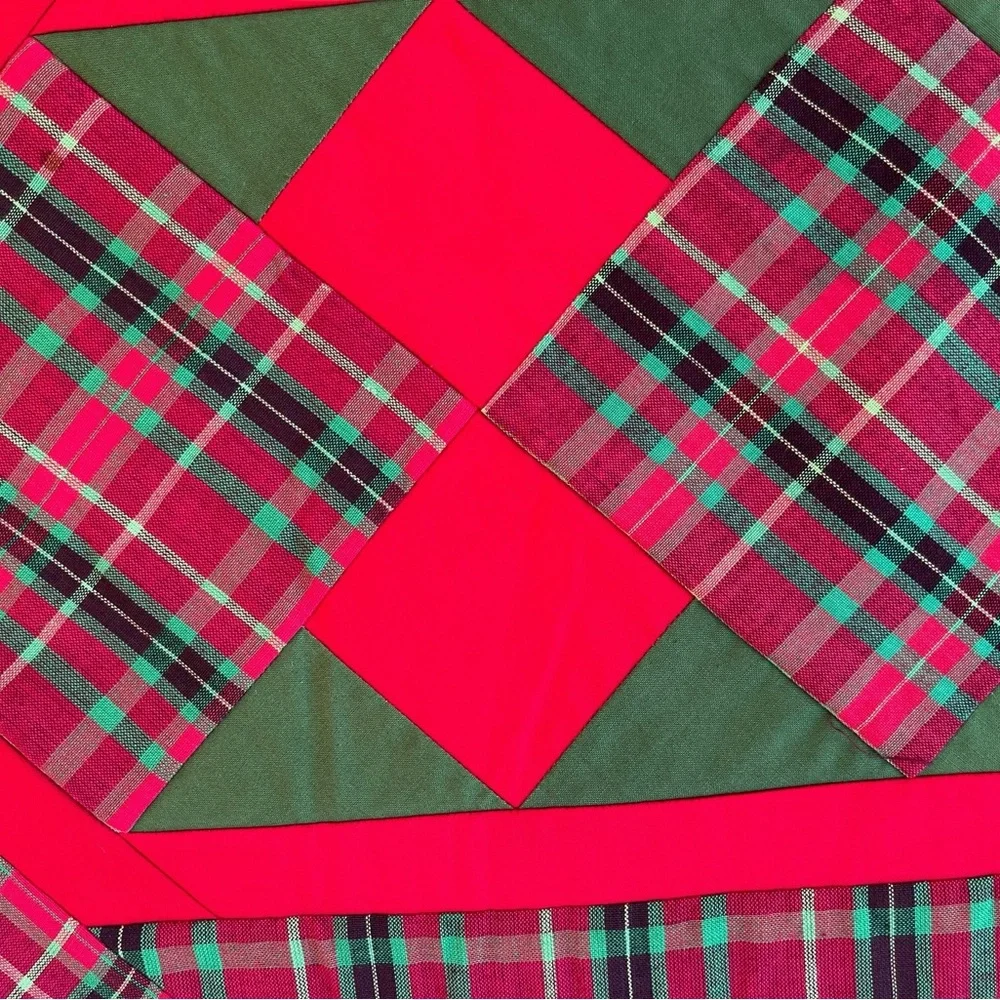 Quilted Holiday Christmas Table Runner Plaid Handmade 41